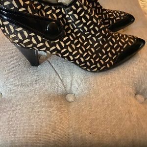 Franco Sarto shoe boots.  Size 10.  Multi print and patent leather bootie